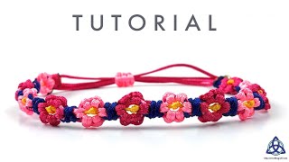 EASY Flower Bracelet DIY  Macrame Tutorial [upl. by Nallij]