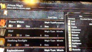 Dark Souls HOW TO EQUIP AND USE PYROMANCY SORCERY OR MIRACLES [upl. by Aihcela]