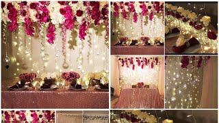 DIY long table and backdrop decor DIY flower panel decoration [upl. by Nnylirehs882]