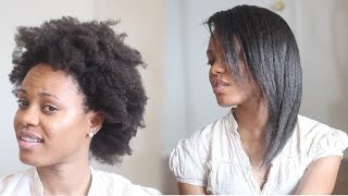 HOW TO Straighten 4C Natural Hair Tutorial No Blow Dryer Needed [upl. by Dewar]