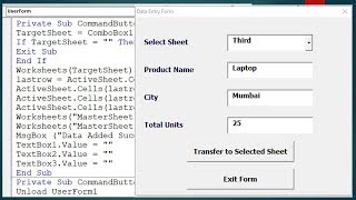 Add Data to Specific Sheet from User Form  Advanced Excel VBA Userform [upl. by Akem]