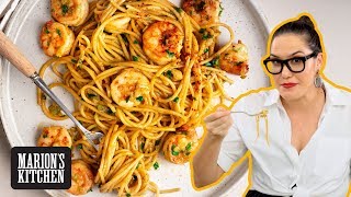 Spicy Garlic Shrimp Spaghetti  Marions Kitchen [upl. by Eiknarf406]