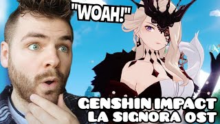 First Time Hearing La Signora Battle Theme All Phases  GENSHIN IMPACT OST  REACTION [upl. by Anay]