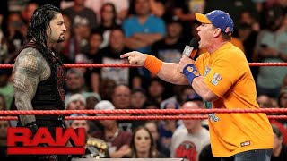 Watch the uncut war of words between John Cena and Roman Reigns Raw Aug 28 2017 [upl. by Retnuh]