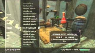 Skyrim Creating Highlevel Fortify Enchanting and Blacksmithing Potions [upl. by Andre655]