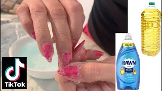 TIKTOK ACRYLIC NAIL REMOVAL HACK DOES IT REALLY WORK YAY OR NAY [upl. by Walter]