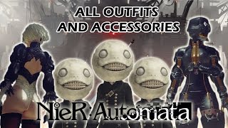 NieR Automata  All OutfitsAccessories and how to get them [upl. by Amoeji150]