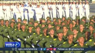 Military parade in Havana celebrates Cuban revolution [upl. by Airogerg]