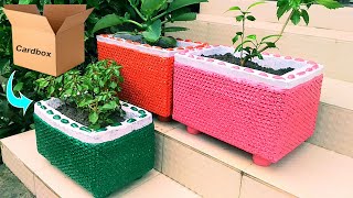 Amazing Flower pot making with Carton and Bubble Sheet [upl. by Enialahs585]