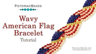 Seed Beading 386 Wavy American Flag Bracelet [upl. by Yhcir]