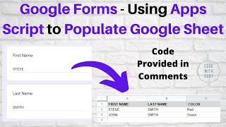 Google Form  Using Apps Script to Populate Google Sheet [upl. by Chamberlin]