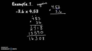 Multiplying Decimals with Negatives [upl. by Nauqad]