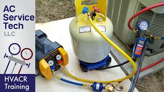 HVAC Refrigerant Recovery Machine Hose Tank amp Tool Setup and Procedure [upl. by Fita]