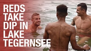 Its freezing  Liverpool FC players jump into in German lake after training [upl. by Samson]