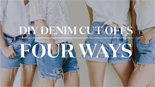 4 Ways to Make DIY Denim Cut Off Shorts [upl. by Aihsrop641]