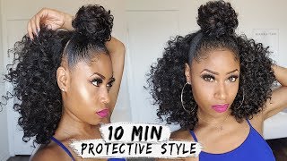 EASY 10MIN BUN  HALF DOWN CURLY STYLE  hair howto [upl. by Jedthus]