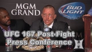 UFC 167 StPierre vs Hendricks PostFight Press Conference LIVE  complete  unedited [upl. by Auqinat]