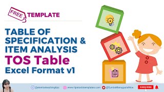 Table of Specification  TOS TABLE  Sample Template Excel Format [upl. by Acimahs]