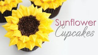 Sunflower Cupcakes  Buttercream Piping Technique Tutorial [upl. by Littlejohn]