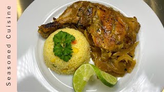 Chicken Yassa w Couscous  How To Make Poulet Yassa Chicken Yassa  Gambian  Senegalese [upl. by Elakram109]