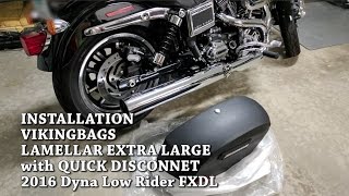 Vikingbags with Quick Disconnect saddlebag installation Dyna Low Rider [upl. by Nelehyram634]