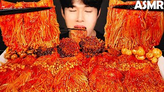 COOKING ASMR  Spicy enoki mushrooms mukbang  recipe amp no talking eating sounds [upl. by Pernas]