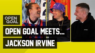 JACKSON IRVINE  Open Goal Meets Hibs amp Oz Midfielder talks Celtic Hull County League Cup Win [upl. by Yaral665]