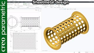 Sheet Metal Tutorial  Perforated sheet metal part in Creo Parametric [upl. by Nednarb]