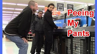 PEEING MY PANTS  Pee Prank in Public [upl. by Enneles]