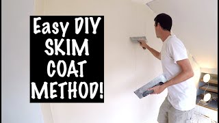 The EASIEST WAY to SKIM COAT a wall [upl. by Yellac]