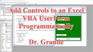 Adding Controls to an Excel VBA UserForm Programmatically [upl. by Eisseb]