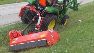 Ditch Bank Mowing OffSet Flail on Deere 2038R [upl. by Vail258]