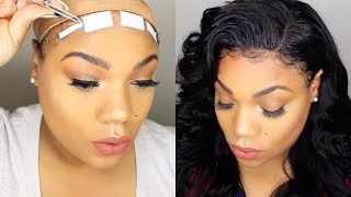 HOW TO APPLY A LACE FRONTAL WITH TAPE  INSTALL amp STYLING  LAVY HAIR PERUVIAN STRAIGHT [upl. by Aineg]