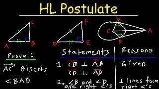 Hypotenuse Leg Theorem  HL Postulate  Two Column Proofs [upl. by Ap]