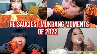 the SAUCIEST mukbang moments of 2022 [upl. by Arehs210]