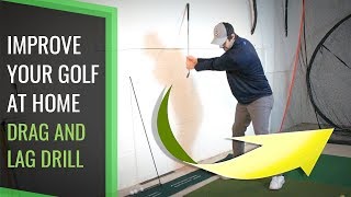 GOLF SWING TRAINING TO STOP CASTING  AT HOME WALL DRAG DRILL [upl. by Alleacim989]