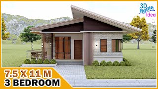 75x11m Simple House Design  3 Bedroom  Pinoy Dream House [upl. by Twila]