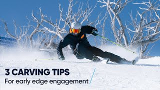 CARVING WITH EARLY EDGE ANGLES  3 skiing tips from a pro [upl. by Rica685]