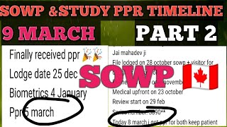 9 MARCH LATEST PPR TIMELINE CANADA SOWP 🇨🇦 [upl. by Nyladam]