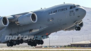 C17 Globemaster III Cargo Aircraft Take Off and Landing US Air Force [upl. by Basia]