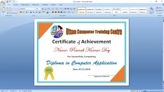 How To Make a Certificate Design in Microsoft Word  Certificate Design in MS Word [upl. by Jamey]