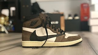 UNBOXING AIR JORDAN 1 quotTravis Scottquot SNEAKER Review [upl. by Laro393]