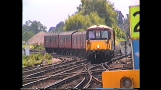 Railways British Railways TonbridgeRedhillEastleigh stations 1995 [upl. by Nalo]