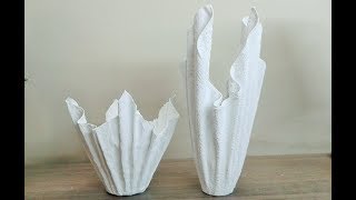 How to make Cement Flowerpot using towel and cloth DIY vase [upl. by Weyermann37]