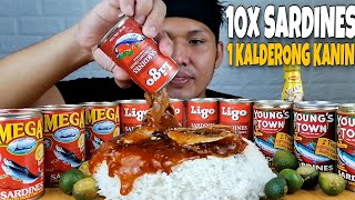 10 SARDINAS AT 1 KALDERONG KANIN  MUKBANG PHILIPPINES [upl. by Soilissav]