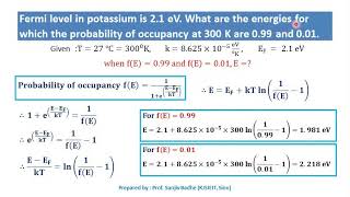 Numerical problems based on Fermi Dirac distribution function [upl. by Lleret]