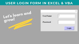 MS Excel Userform Login ID Password Creation Step by step Guide [upl. by Essilem650]