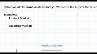 Asymmetric Information as a Market Failure  part 1 [upl. by Kaja]