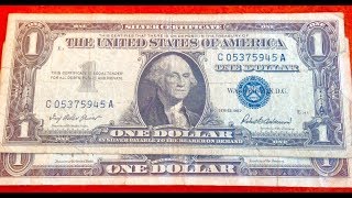 1957 Silver Certificate  US One Dollar Bill Blue Seal [upl. by Alian]