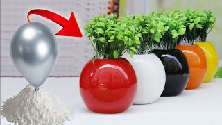 DIY White Cement Flower Pot  Paper Easy Cement Pottery Making [upl. by Dlopoel996]